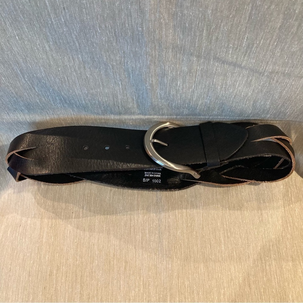 DANIER Sz S Leather Partly Braided Silver Toned Buckle
